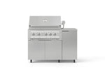 NewAge Outdoor Kitchens Outdoor Grill Island Stainless-Steel 4-Piece Cabinet Set with Casters and 1 Door, Grill Cabinet, Platinum Grill, Countertop 