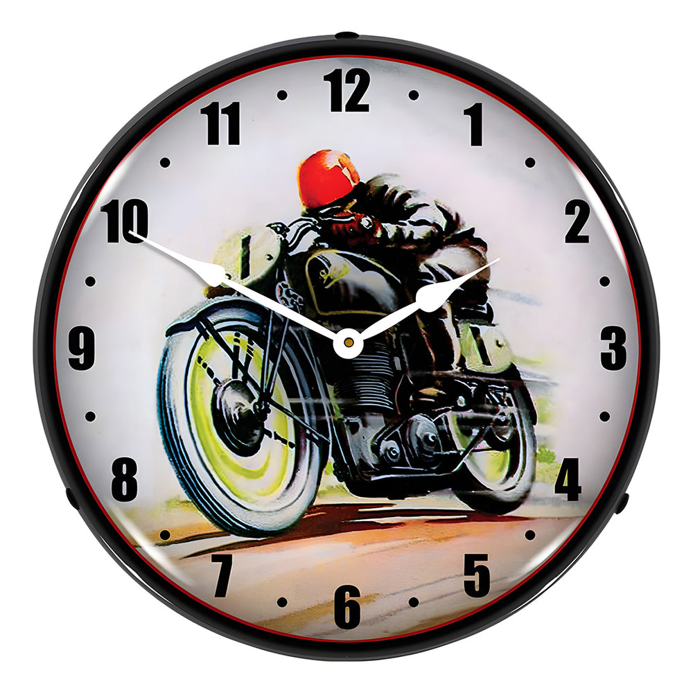 Collectable Sign and Clock Road Racer Motorcycle Backlit Wall Clock-20031078-Garage Giant