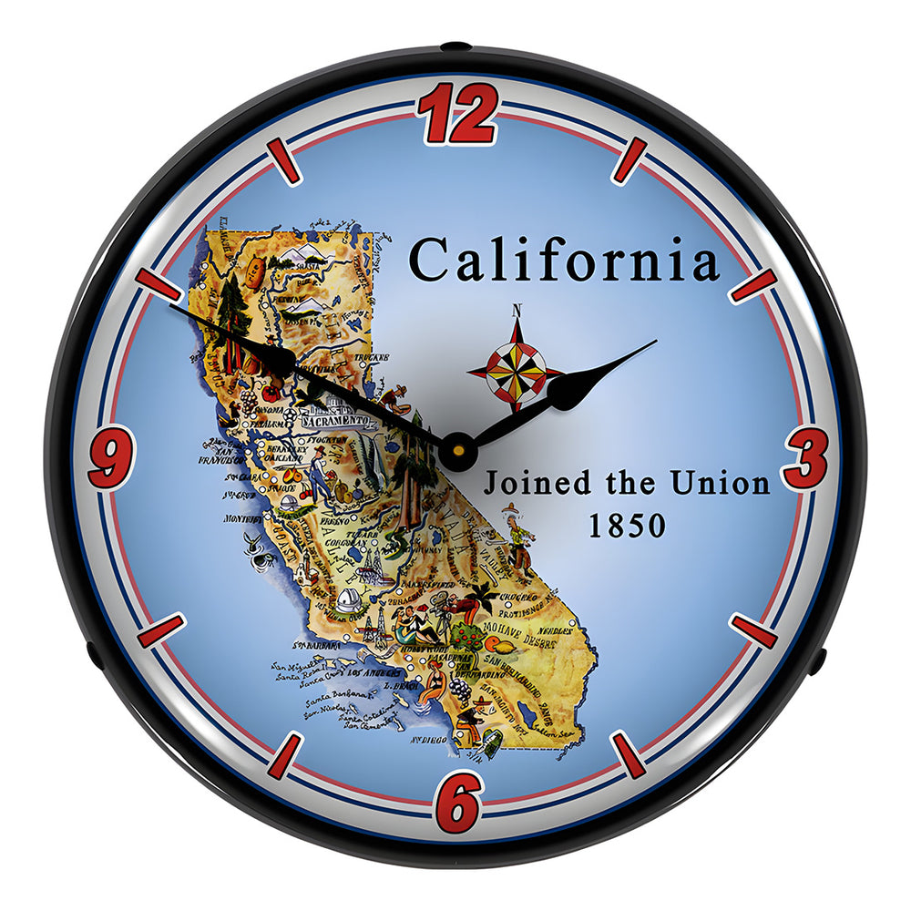 Collectable Sign and Clock State of California Backlit Wall Clock-20041087-Garage Giant