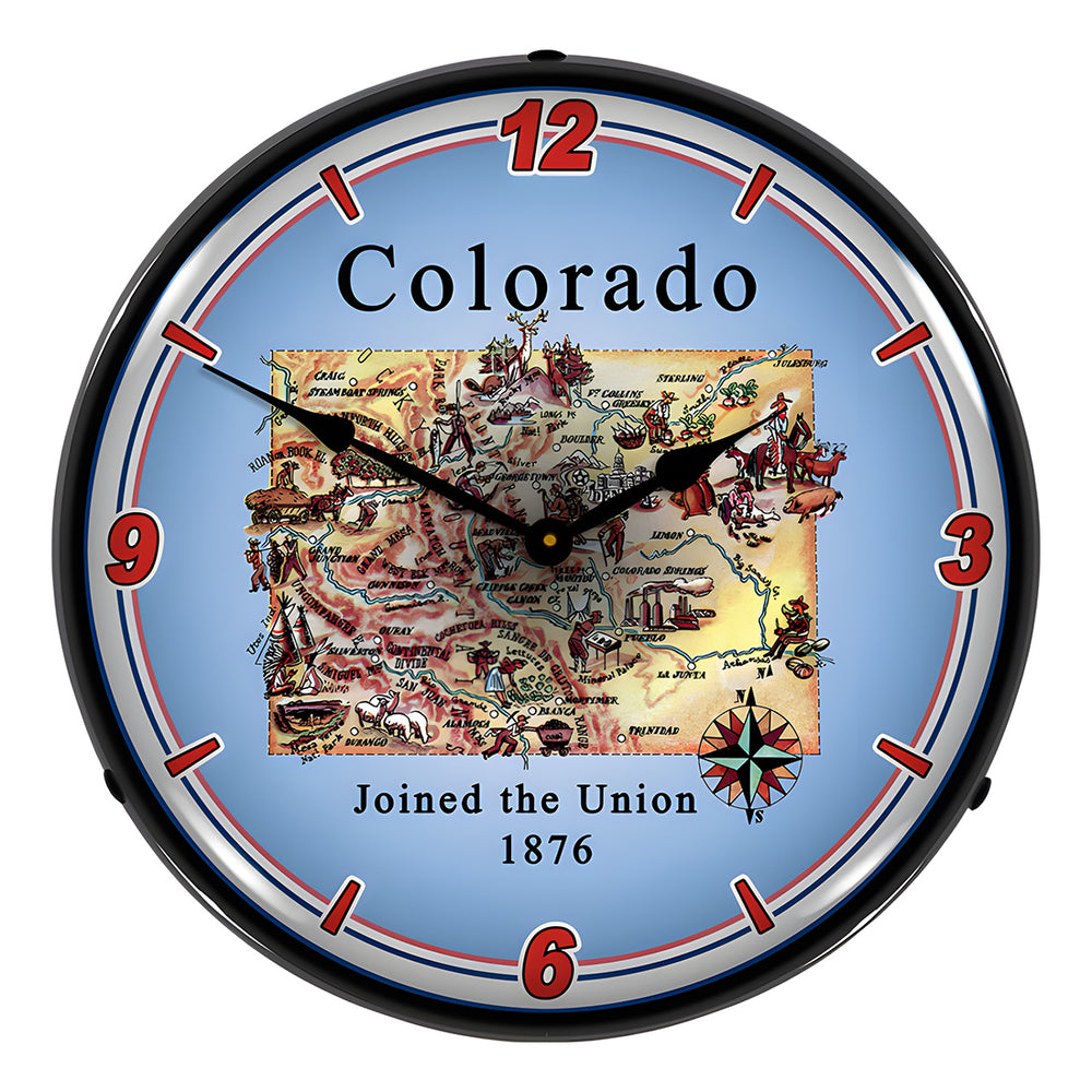 Collectable Sign and Clock State of Colorado Backlit Wall Clock-20041088-Garage Giant