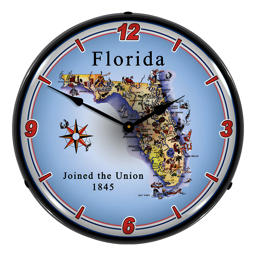 Collectable Sign and Clock State of Florida Backlit Wall Clock-20041091-Garage Giant