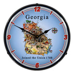 Collectable Sign and Clock State of Georgia Backlit Wall Clock-20041092-Garage Giant 