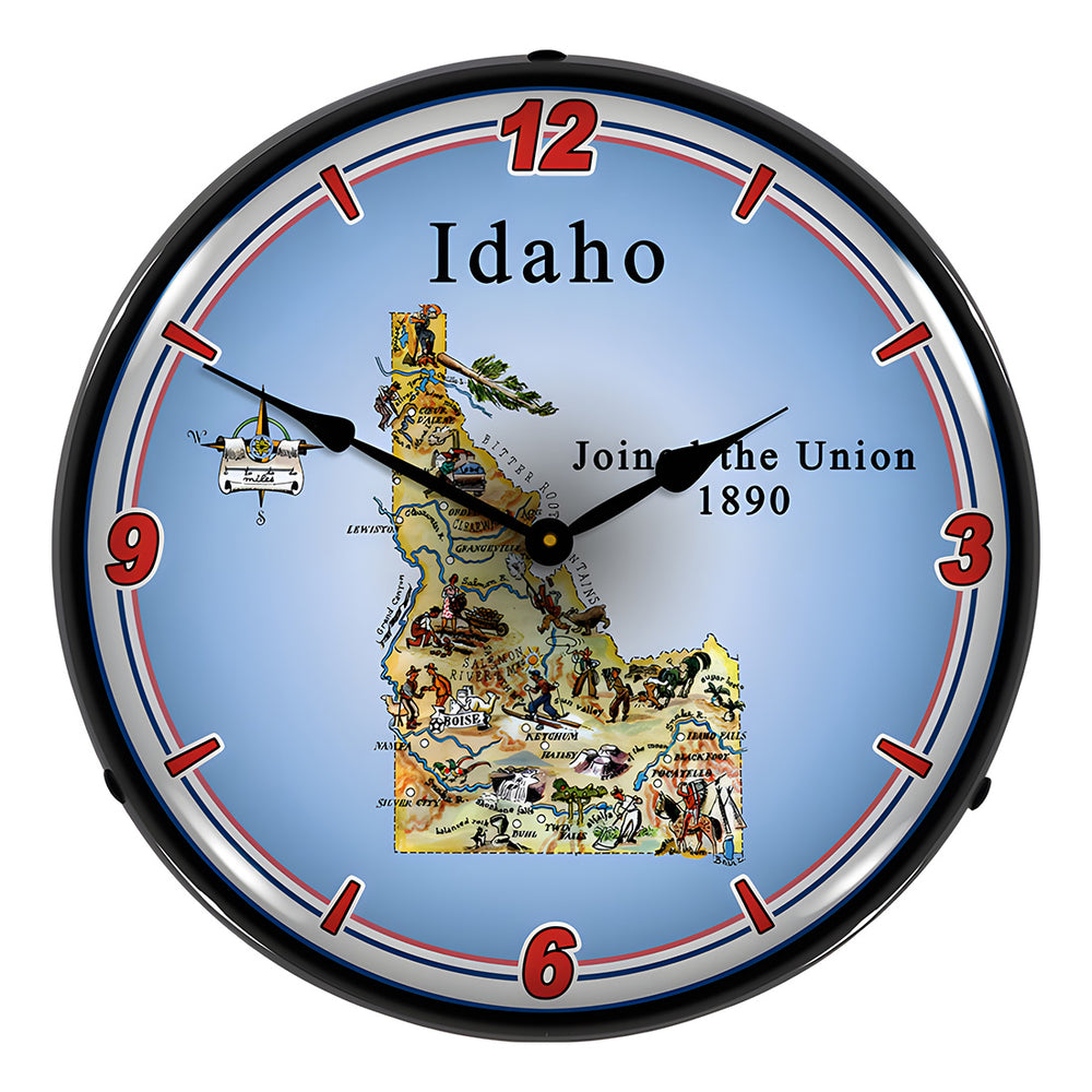 Collectable Sign and Clock State of Idaho Backlit Wall Clock-20041094-Garage Giant