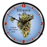Collectable Sign and Clock State of Illinois Backlit Wall Clock-20041095-Garage Giant 