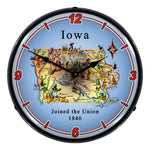 Collectable Sign and Clock State of Iowa Backlit Wall Clock-20041097-Garage Giant 