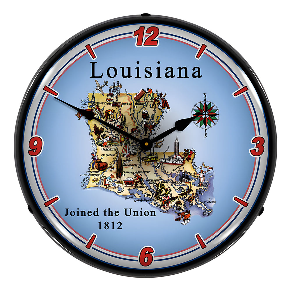Collectable Sign and Clock State of Louisiana Backlit Wall Clock-20041100-Garage Giant