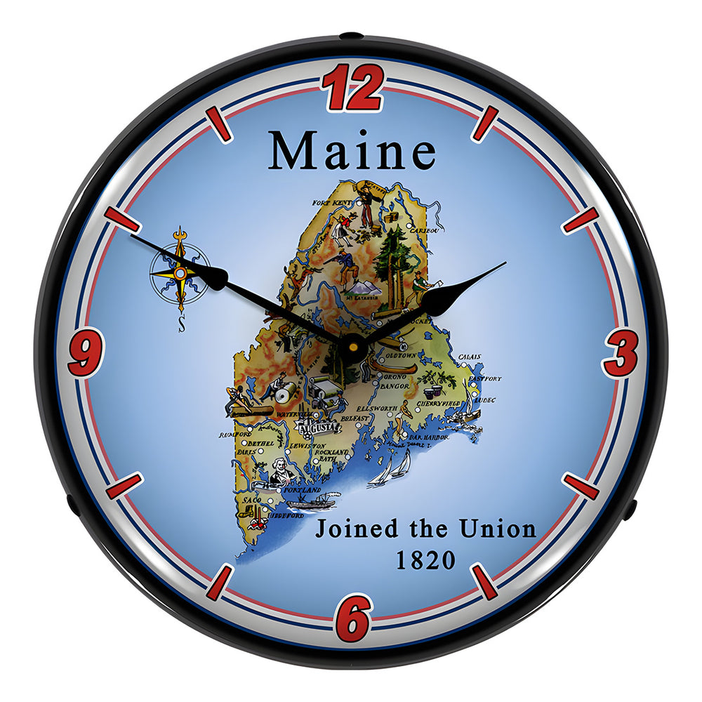 Collectable Sign and Clock State of Maine Backlit Wall Clock-20041101-Garage Giant