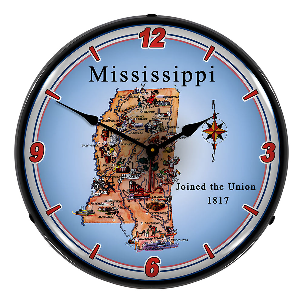 Collectable Sign and Clock State of Mississippi Backlit Wall Clock-20041106-Garage Giant