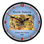 Collectable Sign and Clock State of North Dakota Backlit Wall Clock-20041116-Garage Giant 