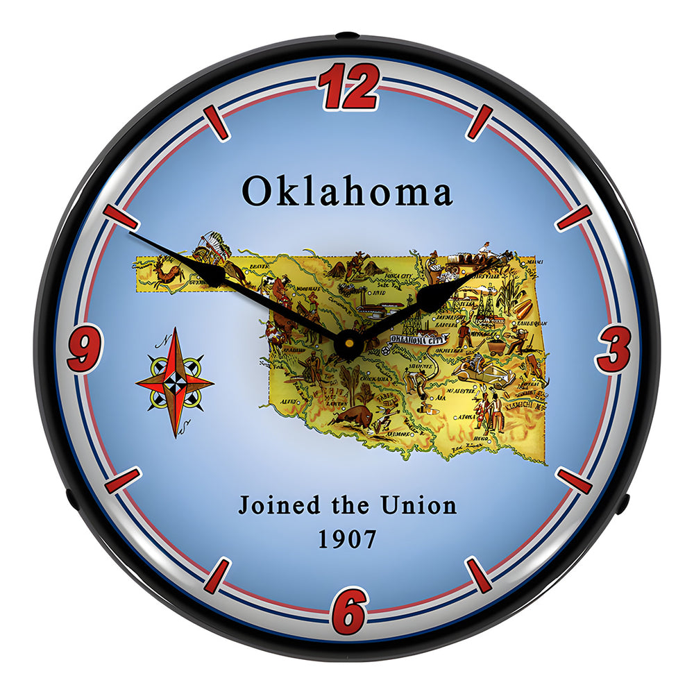 Collectable Sign and Clock State of Oklahoma Backlit Wall Clock-20041118-Garage Giant