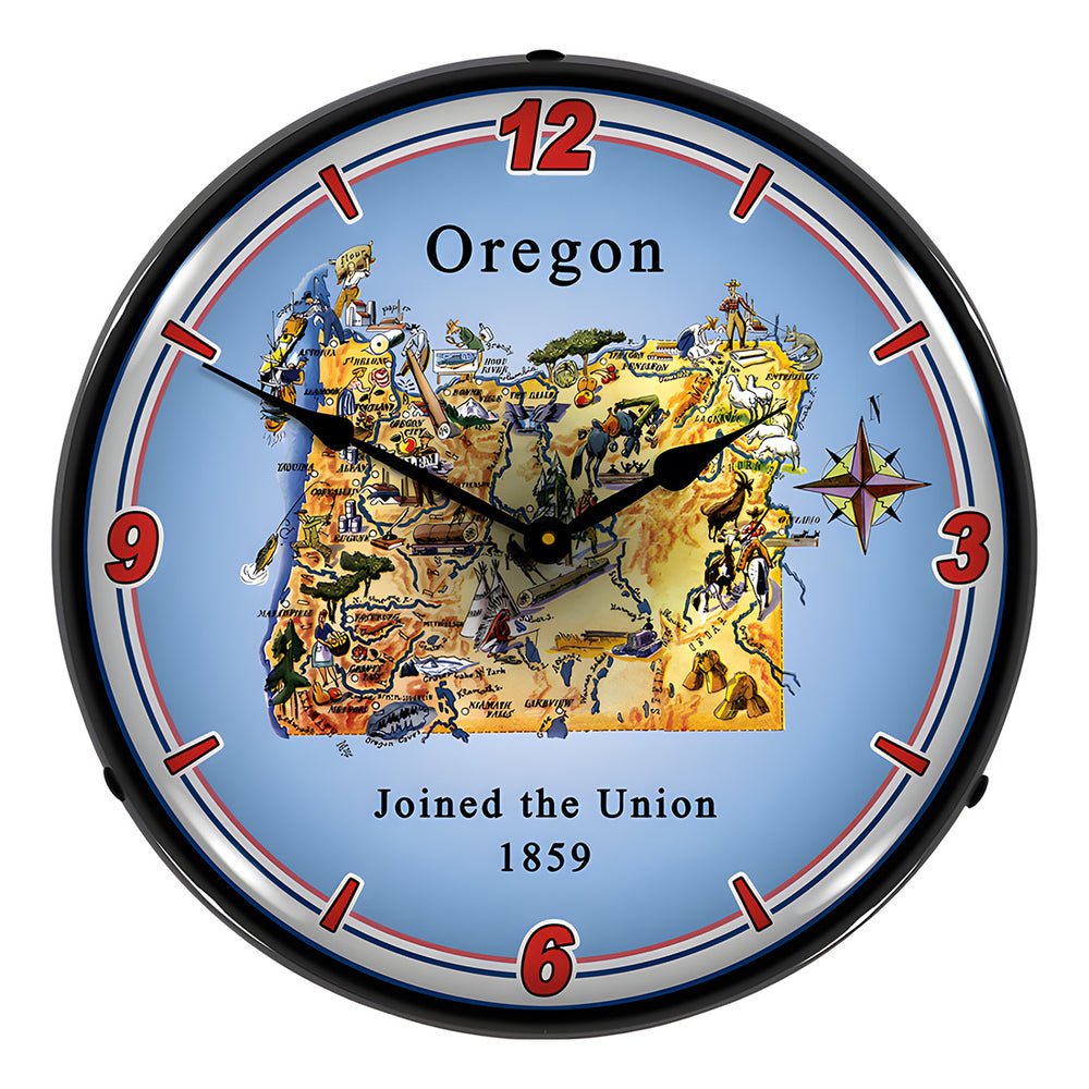 Collectable Sign and Clock State of Oregon Backlit Wall Clock-20041119-Garage Giant