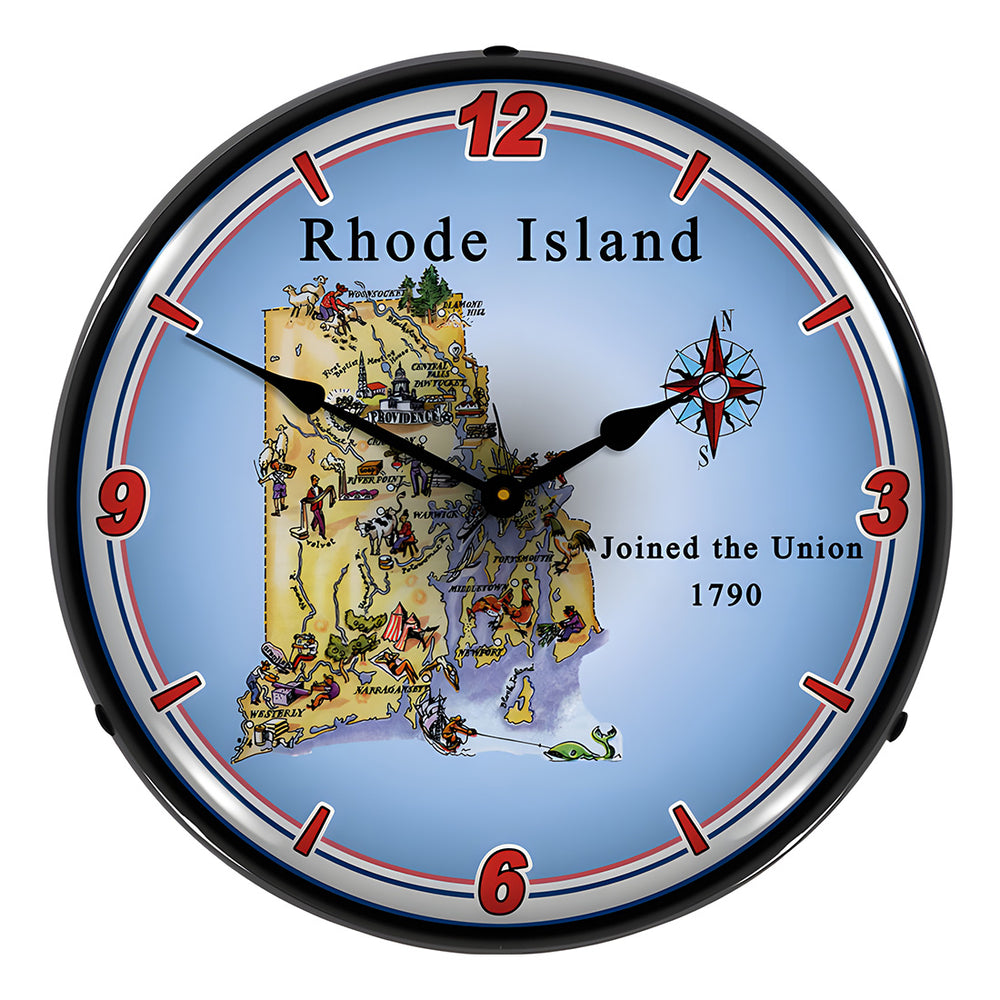 Collectable Sign and Clock State of Rhode Island Backlit Wall Clock-20041121-Garage Giant