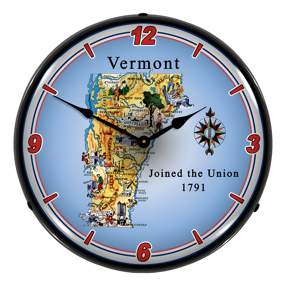 Collectable Sign and Clock State of Vermont Backlit Wall Clock-20041127-Garage Giant