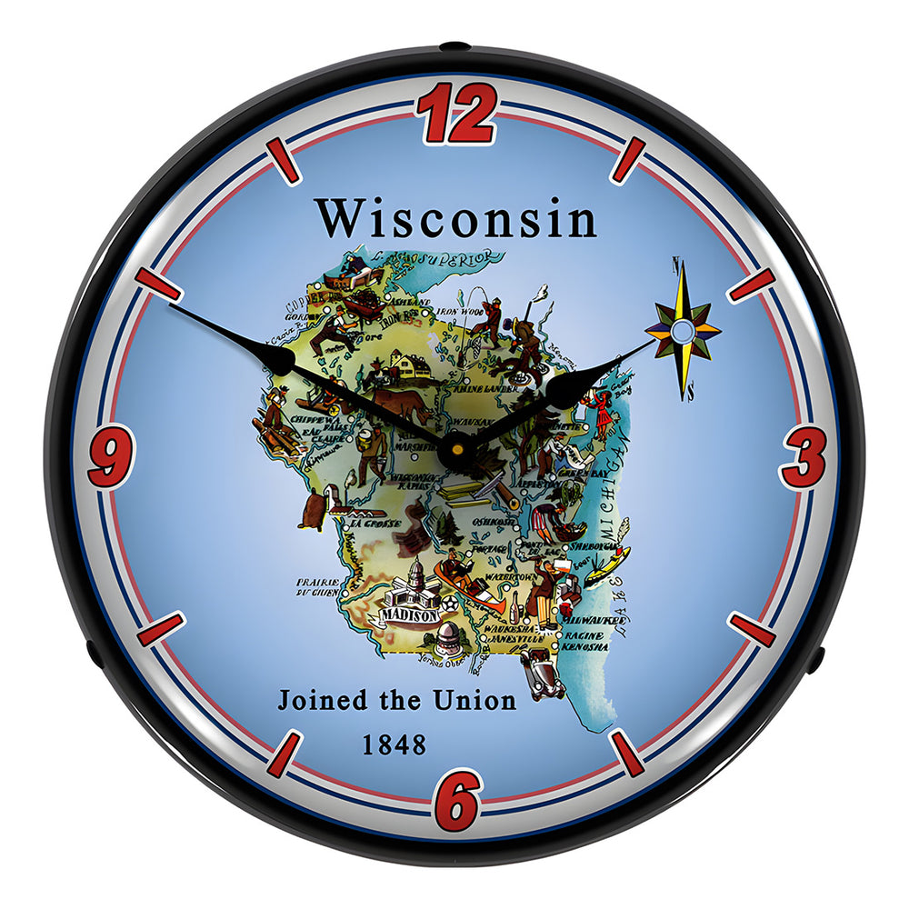 Collectable Sign and Clock State of Wisconsin Backlit Wall Clock-20041131-Garage Giant