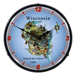 Collectable Sign and Clock State of Wisconsin Backlit Wall Clock-20041131-Garage Giant 