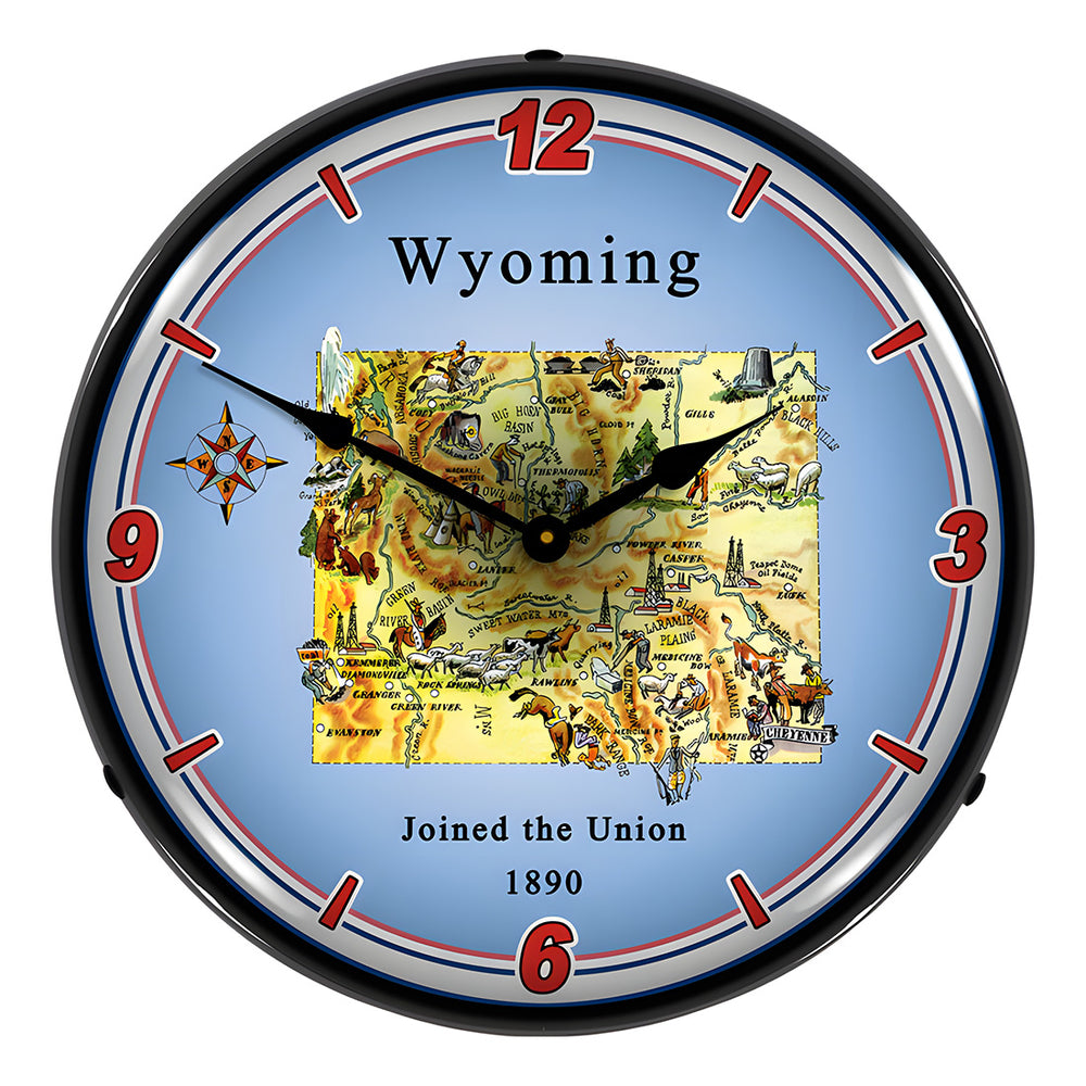 Collectable Sign and Clock State of Wyoming Backlit Wall Clock-20041132-Garage Giant