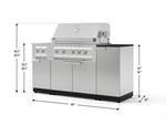 NewAge Outdoor Kitchens Outdoor Grill Island Stainless-Steel 6-Piece Cabinet Set with 1-Door, Grill Cabinet, Platinum Grill, Dual Side Burner and Dekton in Sirius Countertop - (Natural Gas) 