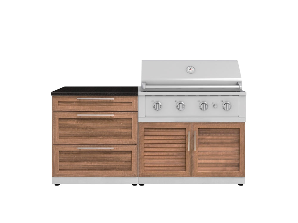 NewAge Outdoor Kitchens Stainless-Steel 4-Piece Cabinet Set with 3 Drawer, Grill Cabinet, Performance Grill, and Countertop-71639-Garage Giant