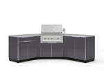 NewAge Outdoor Kitchens Aluminum 7-Piece Cabinet Set with 2 Door, Bar, Corner, Grill Cabinet, Platinum Grill, and Countertops-71006-Garage Giant 