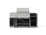 NewAge Outdoor Kitchens Outdoor Grill Island Aluminum 5-Piece Cabinet Set with Casters and 1-Door, Grill Cabinet, Side Burner and Performance Grill - (Liquid Propane) 