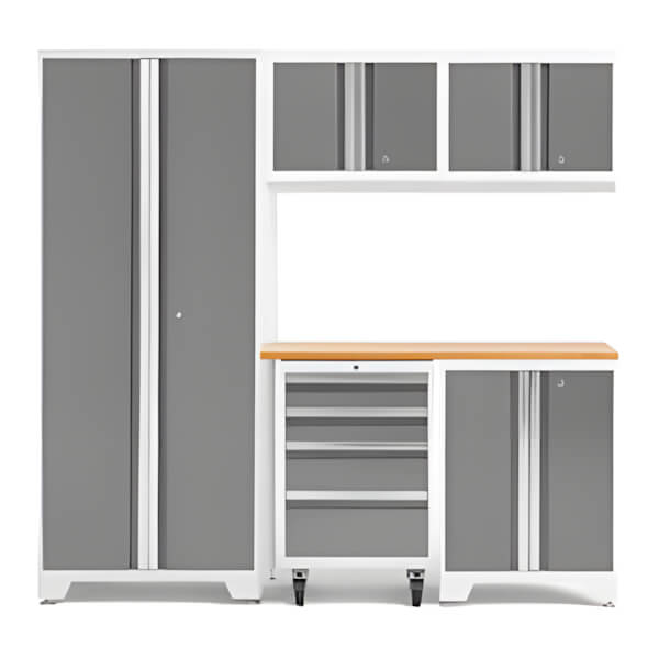 NewAge Garage Cabinets BOLD Series Platinum 6-Piece Set with Bamboo Top-54864-Garage Giant