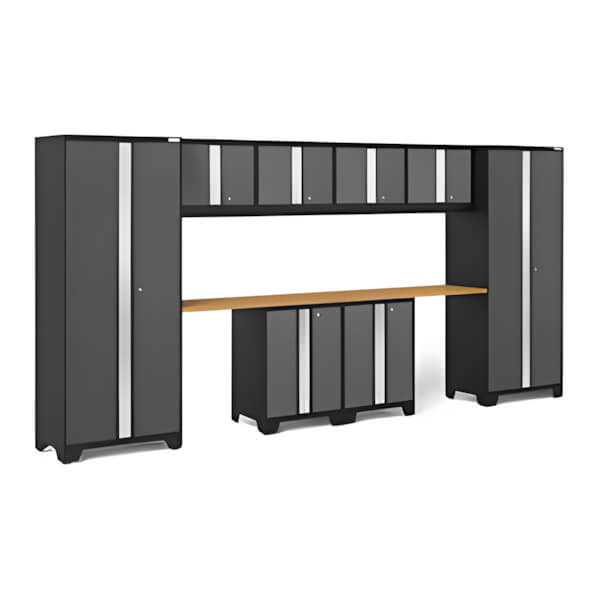 NewAge Garage Cabinets BOLD Series Grey 10-Piece Set with Bamboo Top-50056-Garage Giant
