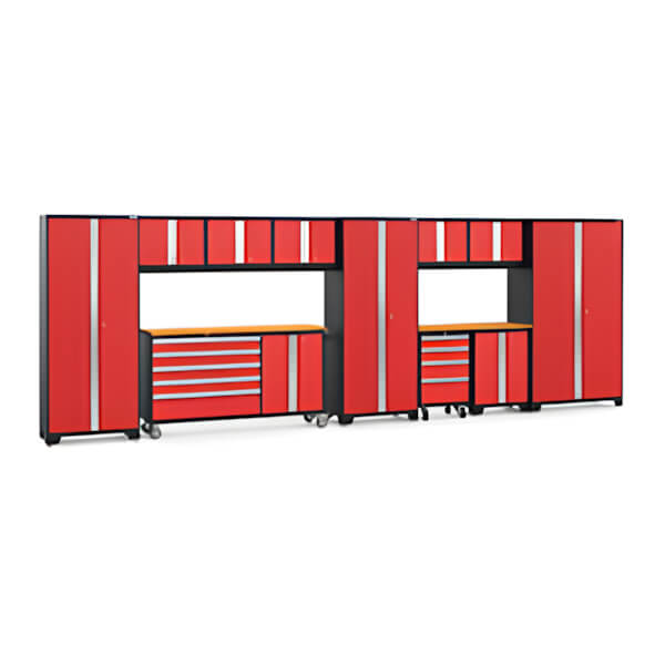 NewAge Garage Cabinets BOLD Red 12-Piece Project Center Set with Bamboo Top-56489-Garage Giant