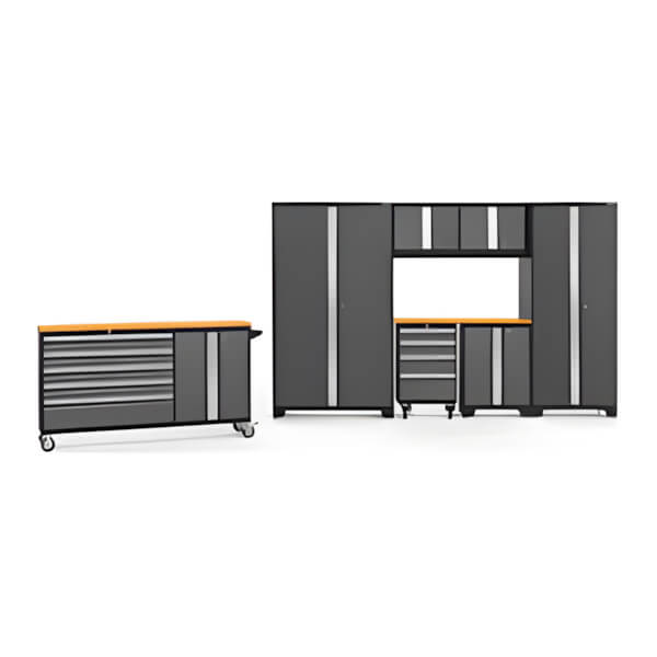 NewAge Garage Cabinets BOLD Grey 8-Piece Project Center Set with Bamboo Top-50508-Garage Giant