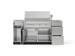 NewAge Outdoor Kitchens Outdoor Grill Island Stainless-Steel 5-Piece Cabinet Set with Sink, 3 Drawer, Grill Cabinet, Platinum Grill and Stainless Steel Countertop-74766-Garage Giant 