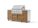 NewAge Outdoor Kitchens Outdoor Grill Island Stainless-Steel Louvered Doors 6-Piece Cabinet Set with Casters 3 Drawers, Grill Cabinet, Platinum Grill, Countertops-74942-Garage Giant 