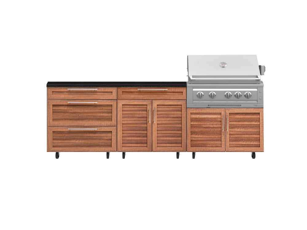 NewAge Outdoor Kitchens Stainless Steel 5-Piece Cabinet Set with Casters and 3 Drawer, Bar, Grill Cabinet, Platinum Grill, Countertop-72598-Garage Giant