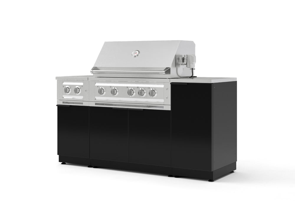 NewAge Outdoor Kitchens Outdoor Grill Island Aluminum 6-Piece Cabinet Set with 1-Door, Grill Cabinet, Platinum Grill, Dual Side Burner and Countertop | 76487