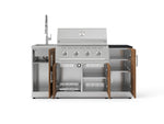 NewAge Outdoor Kitchens Outdoor Grill Island Stainless-Steel Louvered Doors 5-Piece Cabinet Set with Sink, 1 Door, Grill Cabinet, Performance Grill and Stainless Steel Countertop - (Natural Gas) 