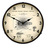 Collectable Sign and Clock 1954 Fender Patent Blueprint Backlit Wall Clock-21031199-Garage Giant 