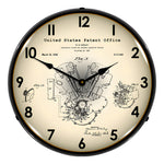 Collectable Sign and Clock 1938 Harley Davidson Knucklehead Patent Blueprint Backlit Wall Clock-21031200-Garage Giant 