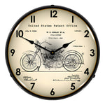 Collectable Sign and Clock 1928 Harley Patent Blueprint Backlit Wall Clock-21031201-Garage Giant 