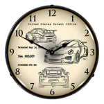 Collectable Sign and Clock Porsche GT3 RS Patent Blueprint Backlit Wall Clock-21031204-Garage Giant 