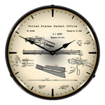 Collectable Sign and Clock 1860 Winchester Repeating Rifle Patent Blueprint Backlit Wall Clock-21031205-Garage Giant 