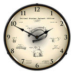 Collectable Sign and Clock 1898 Horseshoe Patent Blueprint Backlit Wall Clock-21031208-Garage Giant 