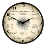 Collectable Sign and Clock 1911 Walther PPK Patent Blueprint Backlit Wall Clock-21031210-Garage Giant 