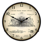 Collectable Sign and Clock 1913 Bennett Locomotive Patent Blueprint Backlit Wall Clock-21031211-Garage Giant 