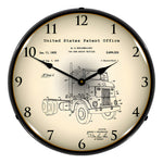Collectable Sign and Clock 1950 Peterbuilt Cab Over Semi Truck Patent Blueprint Backlit Wall Clock-21031214-Garage Giant 