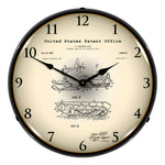 Collectable Sign and Clock 1969 Swenson Snowmobile Patent Blueprint Backlit Wall Clock-21031218-Garage Giant 