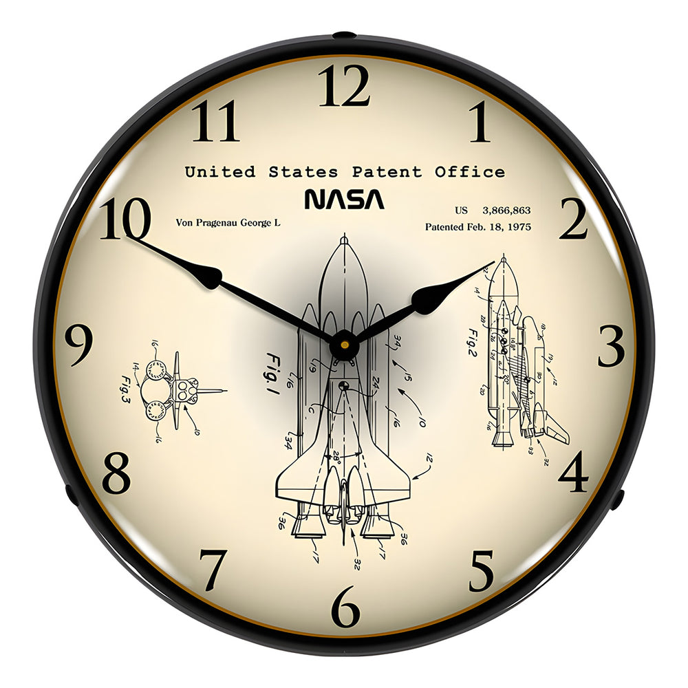 Collectable Sign and Clock 1975 NASA Space Shuttle Patent Blueprint Backlit Wall Clock