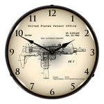 Collectable Sign and Clock 1982 Uzi Submachine Gun Patent Blueprint Backlit Wall Clock-2103222-Garage Giant 
