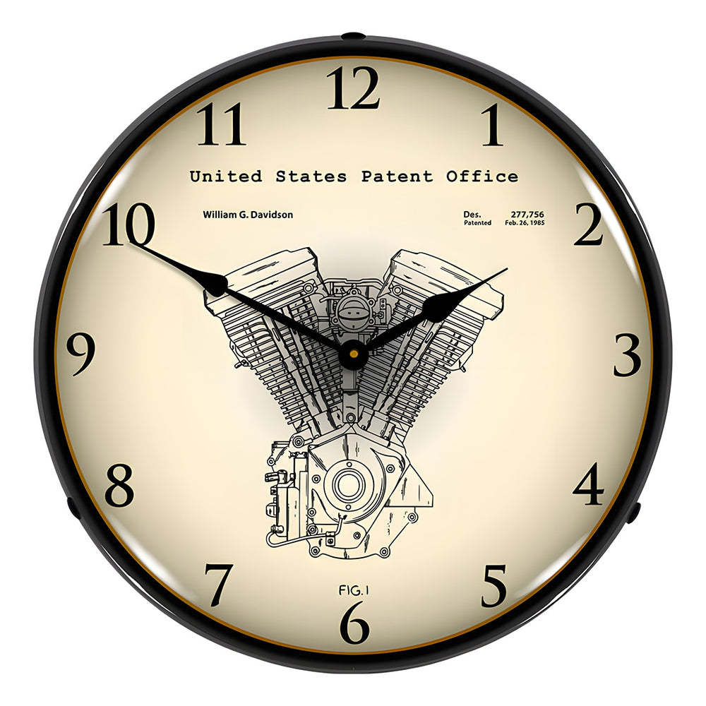Collectable Sign and Clock Harley Davidson Evolution Engine Patent Blueprint Backlit Wall Clock-2103224-Garage Giant