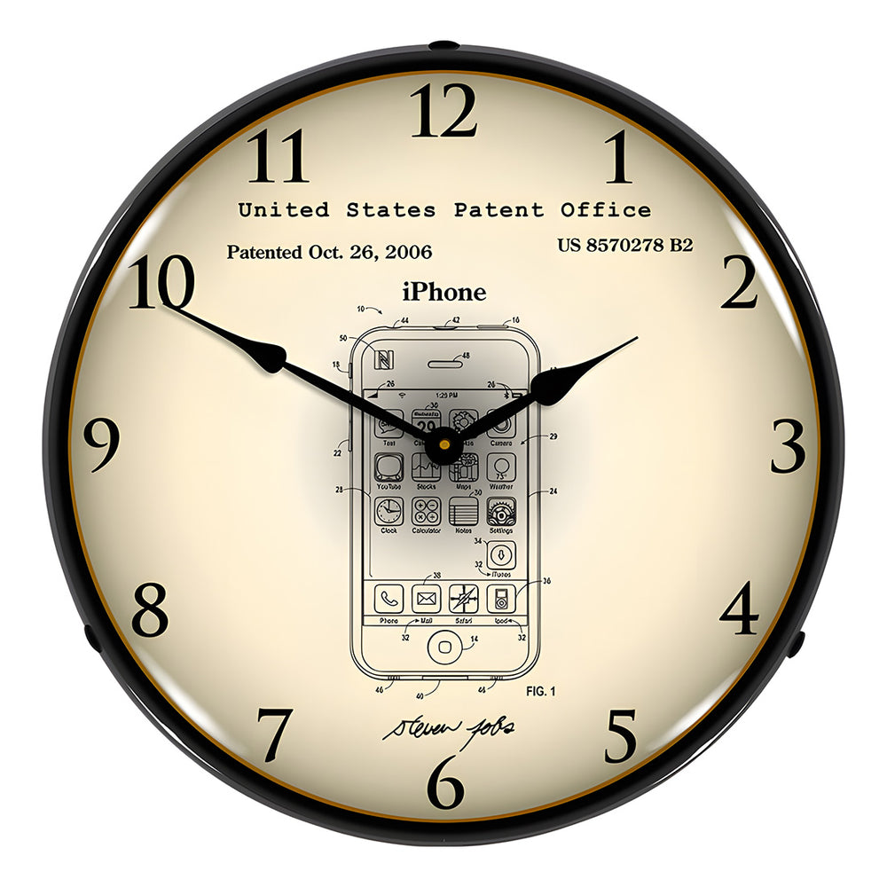 Collectable Sign and Clock Apple iPhone Patent Blueprint Backlit Wall Clock-2103227-Garage Giant