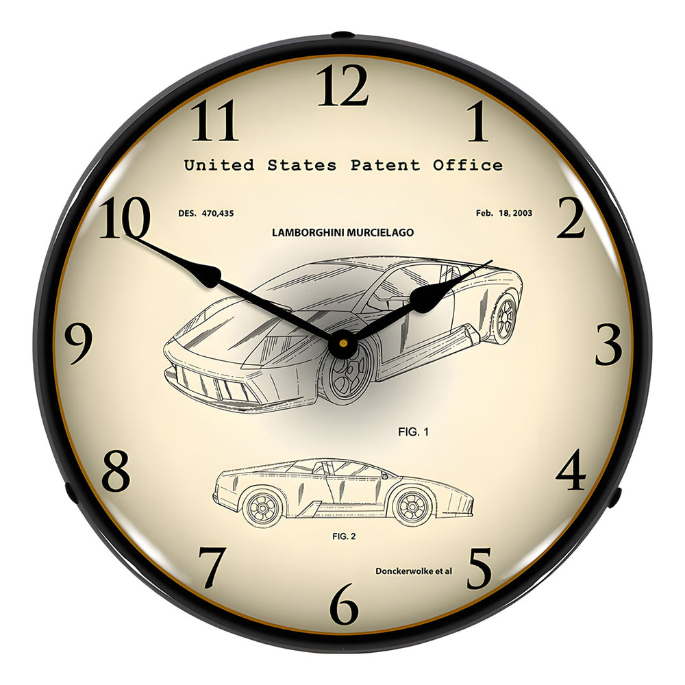 Collectable Sign and Clock 2003 Lamborghini Murcielago Patent Blueprint Backlit Wall Clock-2103228-Garage Giant