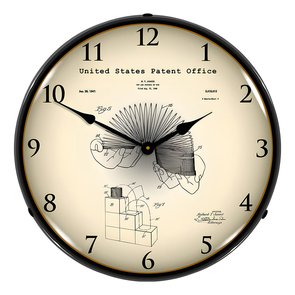 Collectable Sign and Clock 1947 Slinky Toy Patent Blueprint Backlit Wall Clock-2103229-Garage Giant
