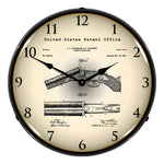 Collectable Sign and Clock 1883 Breech Loading Shotgun Patent Blueprint Backlit Wall Clock-2103232-Garage Giant 